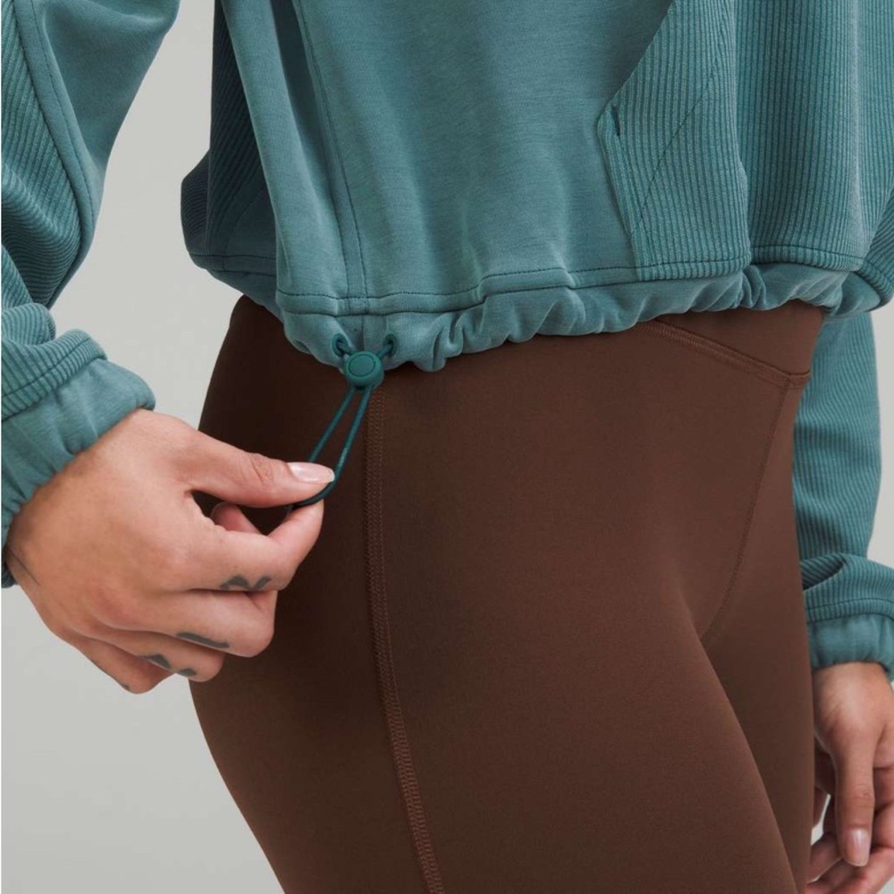 Lululemon | Brushed Softstreme Ribbed Half Zip | Sz 8 | Green Jasper | EUC - Picture 4 of 11